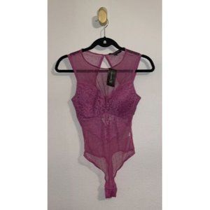 INC International Concepts Lace Swiss Dot Thong Bodysuit Womens S Small New Nwt